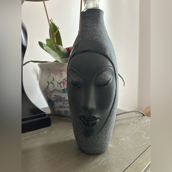 Mats Jonasson Målerås Sweden Black Art Glass Face Decanter with Stopper